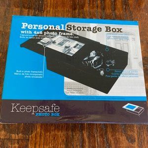 Keepsafe * BLACK WOOD Personal STORAGE BOX * 4x6 Photo top (slides open) * GIFT